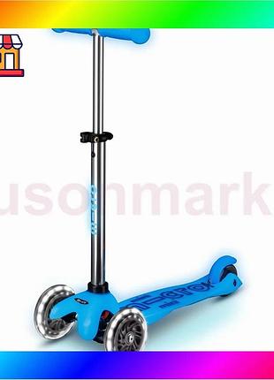 Bs самокат micro серии best mix "mini deluxe glow led" – арктический синий (до 50 kg, 3-х колесный, св bas77/n
