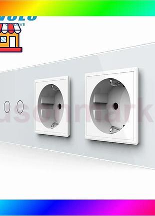 Bs сенсорный выключатель 2 best mix сенсора 2 розетки livolo белое стекло (vl-c702/c7c2eu-11) bas77/n