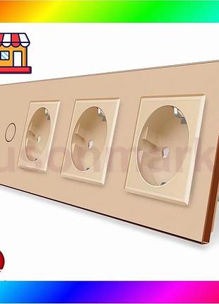 Bs умный сенсорный zigbee best mix выключатель 2 сенсора 3 розетки livolo золото стекло (vl-c702z/c7c3 bas77/n