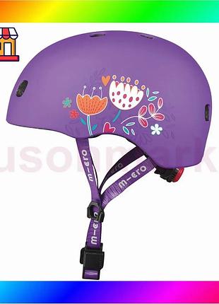 Bs защитный шлем micro best mix - фиолетовый с цветами (52-56 cm, m) bas77/n