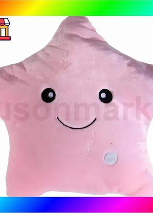 Bs подушка звездочка с best mix подсветкой resteq, мягкая игрушка светящаяся звезда, розовая, led ночн bas77/n