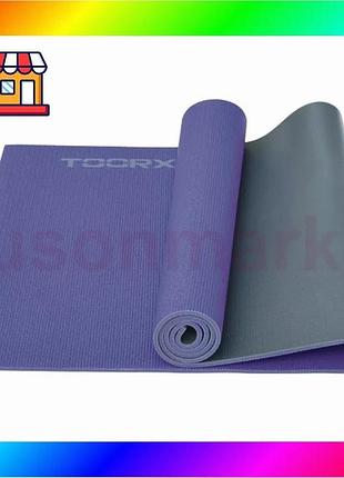 Bs коврик спортивный toorx best mix yoga pvc 173 х 60 х 0,6 см для йоги и фитнеса viola/antracite (mat bas77/n