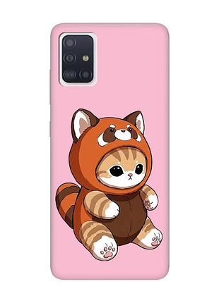 Матовий рожевий чохол на samsung galaxy a51 котик панда (принт 423)