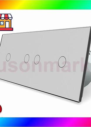 Bs розумний сенсорний zigbee best mix вимикач 4 сенсора (1-2-1) livolo сірий скло (vl-c701z/c702z/c701 bas77/n