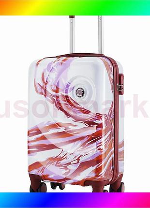 Bs чемодан semi line best mix 20" (s) white/red print (t5654-1) bas77/n