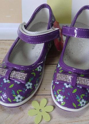 Яркие фиолетовые туфли девочкам 21-25рры1 фото