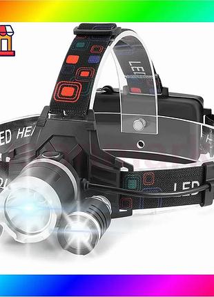 Bs тройной налобный фонарь best mix led headlight на аккумуляторе – мощная велофара с регулировкой угл bas77/n