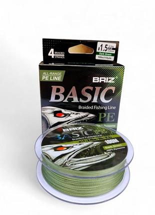 Рыбацкий шнур basic briz dark green 100 м диаметр шнура - 0.12