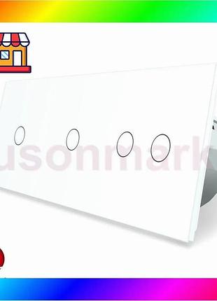 Bs розумний сенсорний zigbee best mix вимикач 4 сенсора (1-1-2) livolo білий скло (vl-c701z/c701z/c702 bas77/n