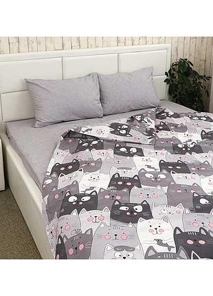 Комплект постельного белья grey cat, бязь евро