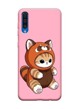 Матовый розовый чехол на samsung galaxy a50 (2019) a505/a30s котик панда (принт 423)