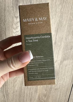 Mary&may - houttuynia cordata and tea tree serum - сироватка проти акне з рослинними екстрактами - 30ml