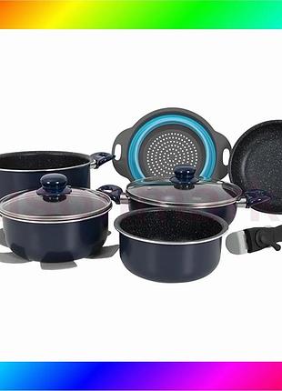 Bs набір посуду gimex best mix cookware set induction 9 предметів blue (6977225) bas77/n
