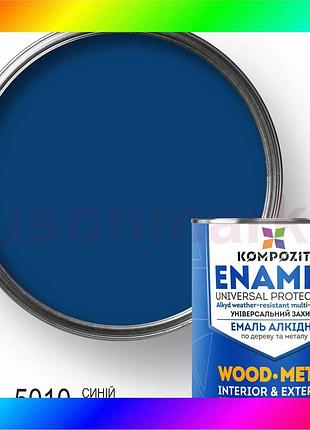 Bs эмаль алкидная kompozit®, best mix глянцевая, 0,9 кг, синяя ral 5010 bas77/n