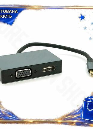 Dm хаб type-c аллюминиевый спецификация 2.2 с hdmi vga usb3.0 pd 23 см серебристый адаптер для подключ spe|lz