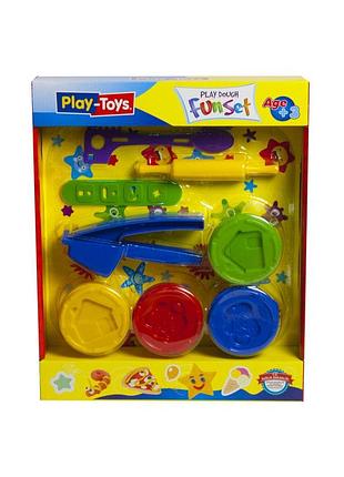 Тісто для ліплення play toys funset з інструментами та формочками різнокольорове розвиваючий дитячий набір для творчості