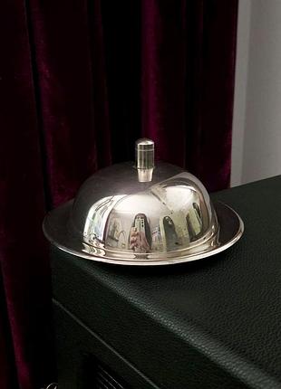 Винтажная масленка с крышкой, металл под серебро, butter dish, декор кухни, подарок
