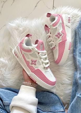 Кроссовки lou *s vu *tton skate sneaker white pink арт 10016