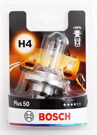 Лампа галогенная 12в h4/p43t "bosch" 60/55 + 50%