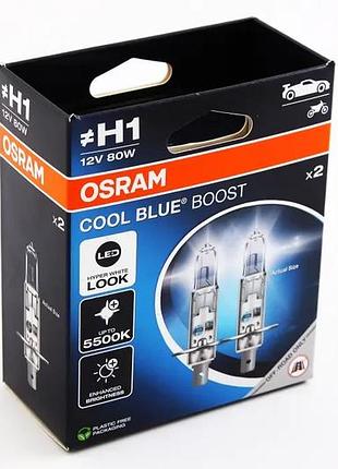 Лампа галогенная 12в h1 "osram" 80 5500к cool blue boost (2 шт.)
