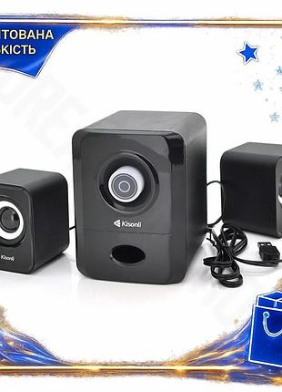 Dm колонки 2.1 kisonli спецификация 2.2 с сабвуфером для пк и ноутбука usb aux 5вт 3вт*2 для музыки и spe|lz