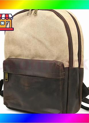 Bs рюкзак из лошадиной best mix кожи и песочного канваса tarwa rcs-7273-3md bas77/n