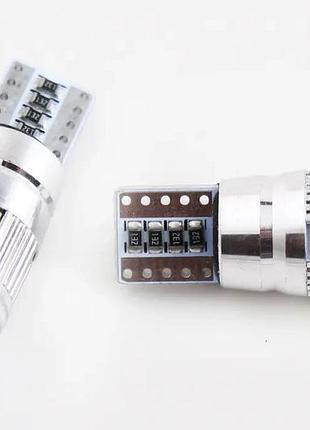 Лампа диодная 12в безцок. t10 6-smd 5630 can стекло с линзой и радиатором "led" (2 шт.)