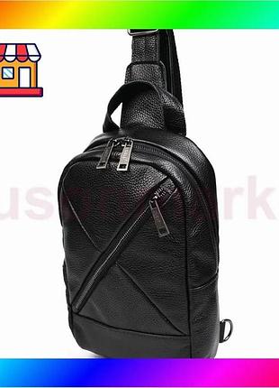 Bs рюкзак слинг кожаный best mix с карманами tarwa fa-6020-3md черный флотар bas77/n