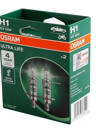 Лампа галогенная 12в h1 "osram" 55 ultra life (2 шт.)
