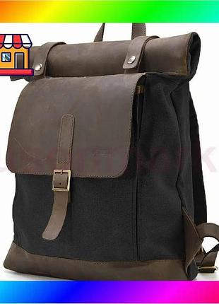 Bs ролл-ап рюкзак из best mix кожи и канвас tarwa rcg-5191-3md серый bas77/n