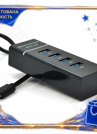 Dm хаб type-c 4 спецификация 2.2 порта usb 3.0 черный для подключения устройств и передачи данных до 5 spe|lz