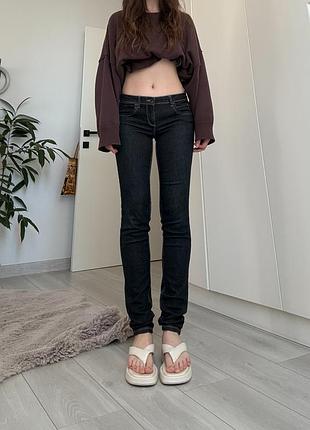 Джинсы 36 низкая талия посадка темно синие скинни узкие слим skinny slim 2000s 90s y2k