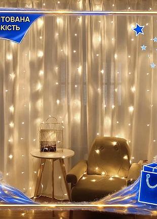 Dm гірлянда 120led водоспад специфікація 2.2 жовта 8 режимів для свята та декору на вікна та двері 220 spe|lz