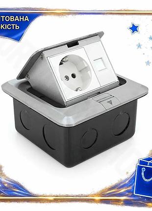 Dm выдвижная розетка с спецификация 2.2 заземлением 1 shuko 1 rj-45 для стола и фальшпола белая скрыта spe|lz