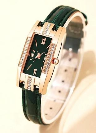 Женские часы zexil с ремешком из экокожи зеленый