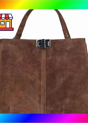 Bs замшевая женская сумка best mix тоут италия firenze fz378839 с замком спереди bas77/n