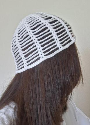 Шапка кроше белая шапка сетка