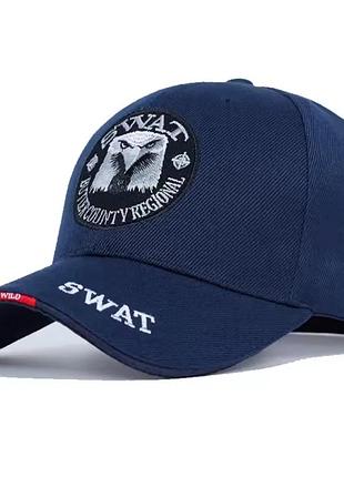 Синяя кепка с вышивкой swat, бейсболка с изогнутым козырьком, унисекс