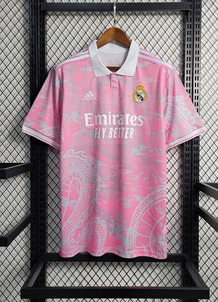 Футболка реал мадрид з драконом адідас футбольна форма adidas рожева real madrid  унісекс