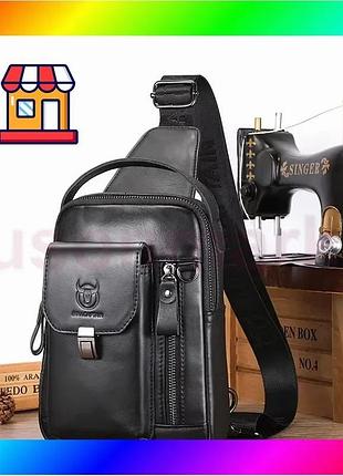 Bs кожаный мужской рюкзак best mix слинг с ручкой bull tb555a черный bas77/n