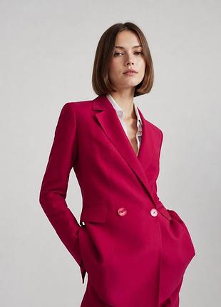 Половдений двохбортний лляний жакет піджак блейзер massimo dutti