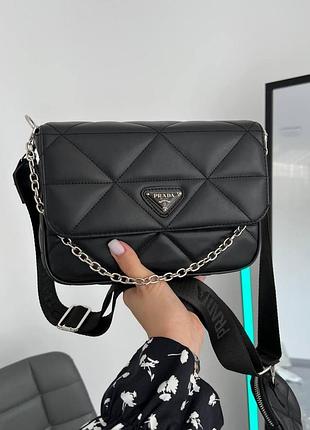 Prada black shoulder (черная) 24х16х7