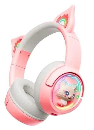 Навушники bluetooth onikuma b5 протиударні для ігор рожеві