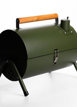 Угольный гриль двусторонний портативный с решеткой 38x25x35 см зеленый bq-2