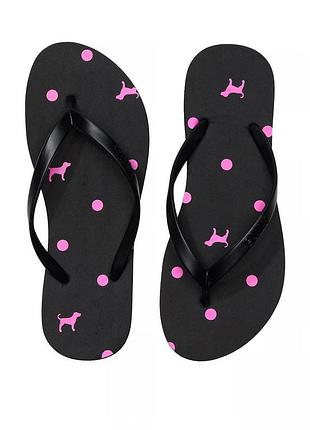 Жіночі шльопанці-фліпи в'єтнамки victoria’s secret оригінал pink with puppy print pink flip flops