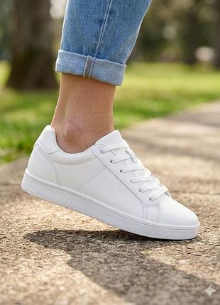 Білі жіночі кеди casual / базові стильні кросівки на кожен день 🤍