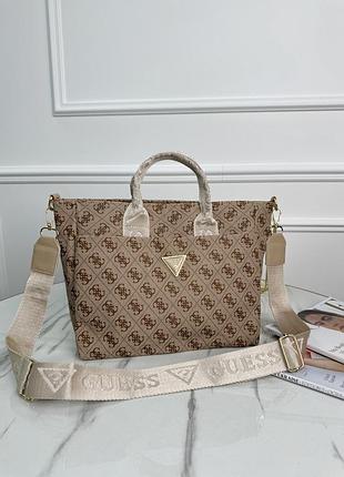 Сумка guess medium шопер бежевий