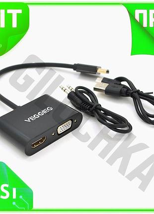 Ve конвертер hdmi на vga new version и hdmi veggieg 25 см черный для подключения ноутбука и телевизора n6w_ver