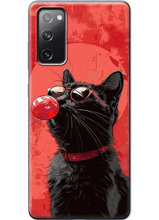 Чехол силиконовый с картинкой на samsung galaxy s20 fe (g780) (стильный котик)