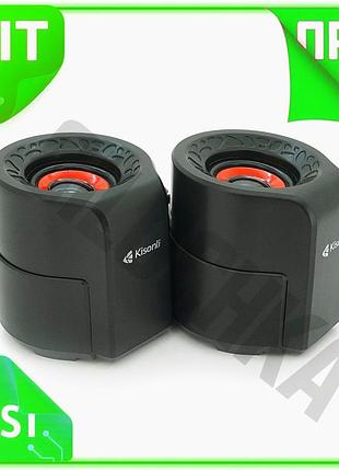 Ve колонки 2.0 kisonli для new version пк и ноутбуков usb 3.5mm черные с хорошим звуком 2x3w динамики n6w_ver